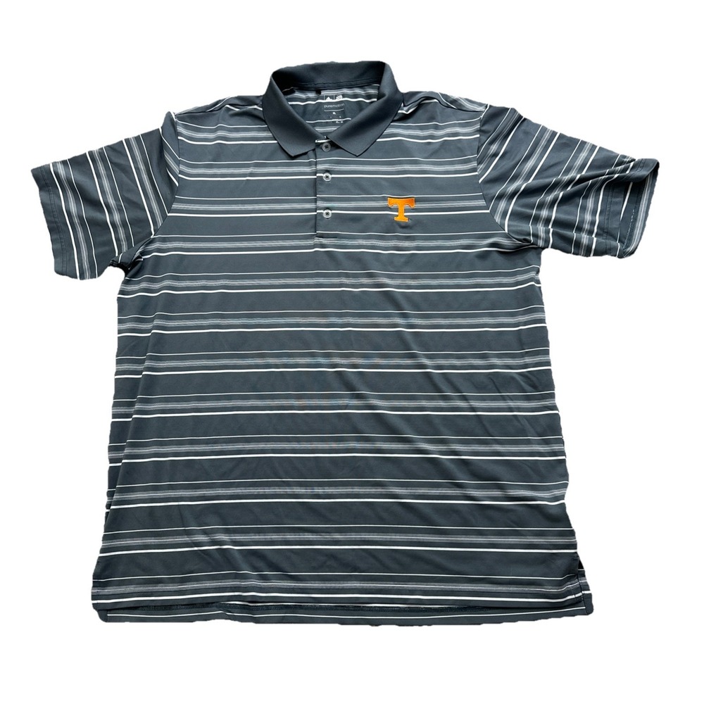 Adidas Gray Striped Polo Shirt